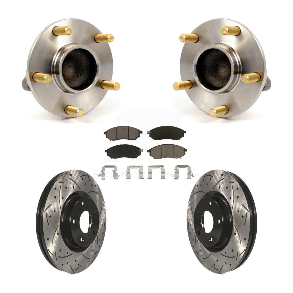 Hub Bearing Drilled Slot Brake Rotor Pads Front Kit For INFINITI G35 Nissan 350Z