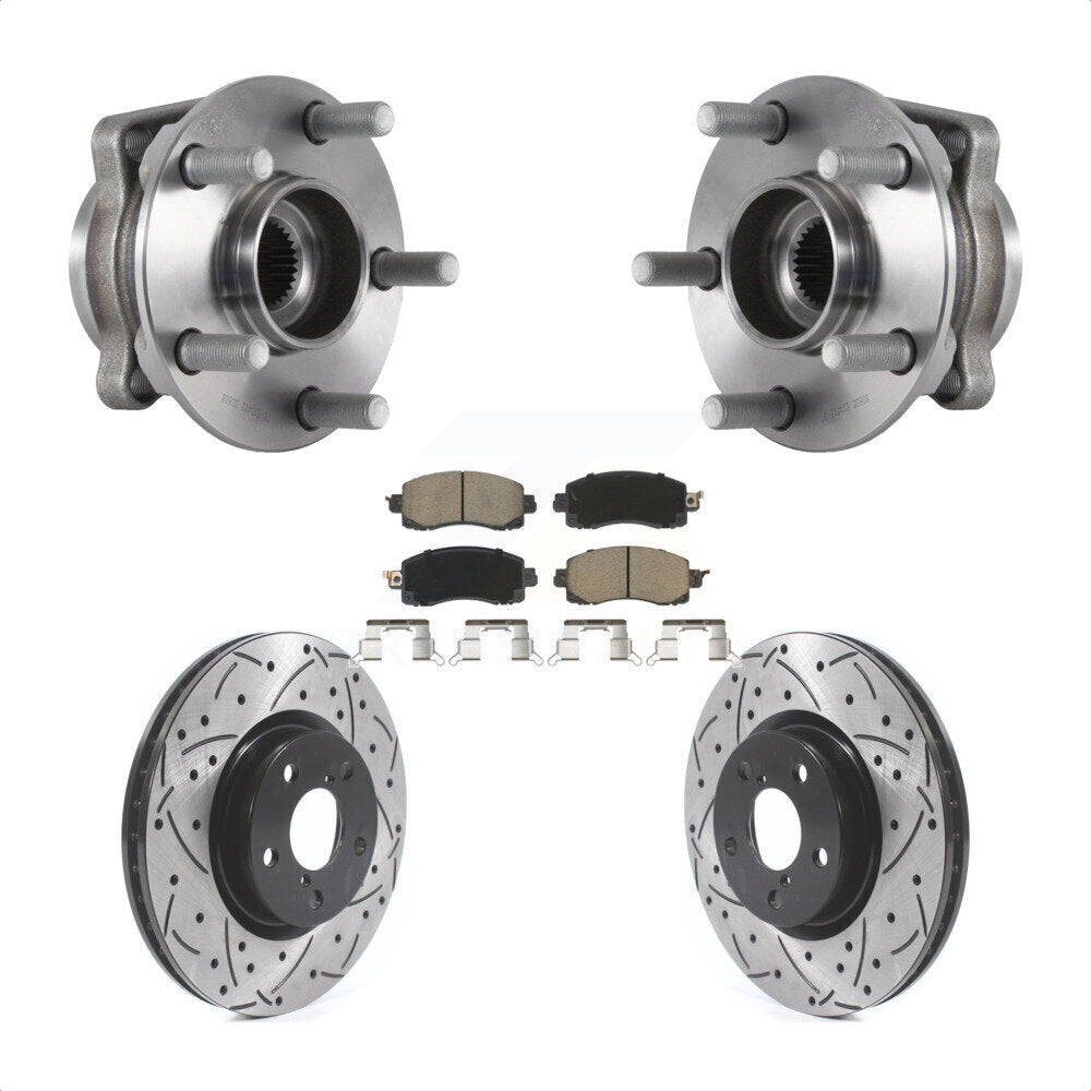 Hub Bearing Assembly Drilled Slot Brake Rotor & Pad Front Kit For Subaru Impreza