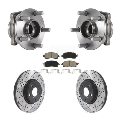 Hub Bearing Assembly Drilled Slot Brake Rotor & Pad Front Kit For Subaru Impreza