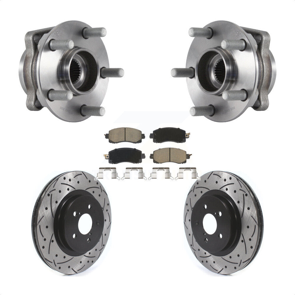 Hub Bearing Drilled Slot Brake Rotor Pads Front Kit For Subaru Crosstrek Impreza