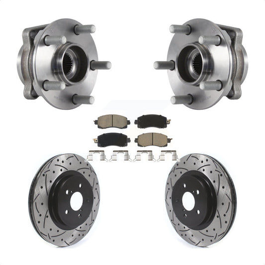 Hub Bearing Drilled Slot Brake Rotor Pads Front Kit For Subaru Crosstrek Impreza