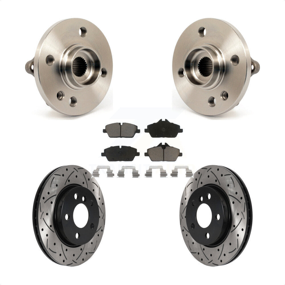 Hub Bearing Drill Slot Brake Rotor Pads Front Kit For 2014-2015 Mini Cooper 1.6L
