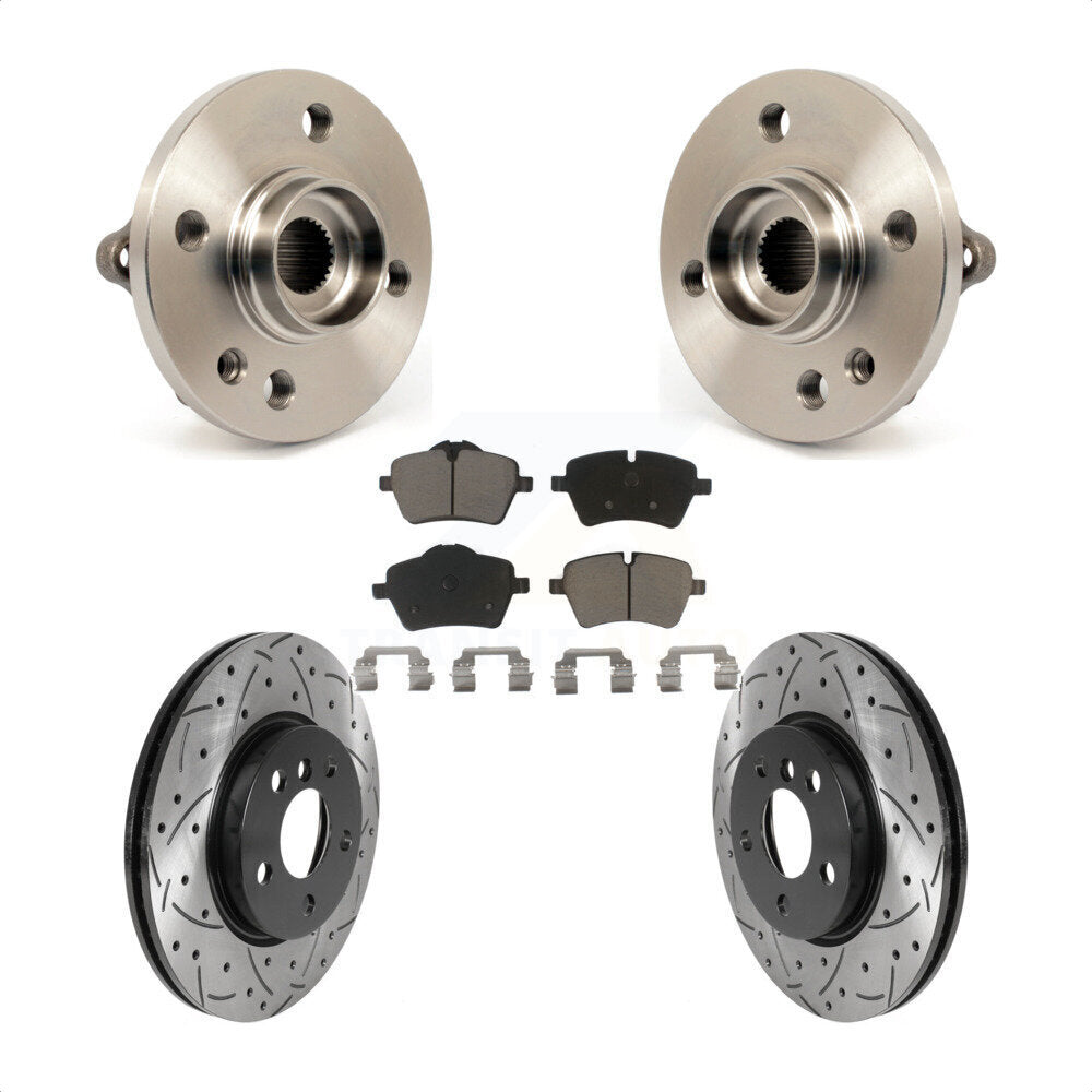 Hub Bearing Drill Slot Brake Rotor Pads Front Kit For 2014-2015 Mini Cooper 1.6L