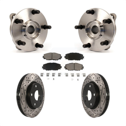 Hub Bearing Drilled Slot Brake Rotor Pad Front Kit For Toyota RAV4 Prius V Scion