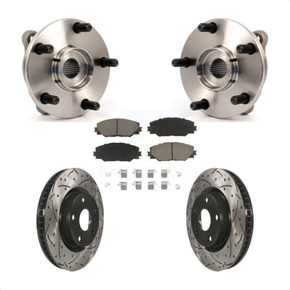 Hub Bearing Drilled Slot Brake Rotor Pad Front Kit For Toyota RAV4 Scion Corolla