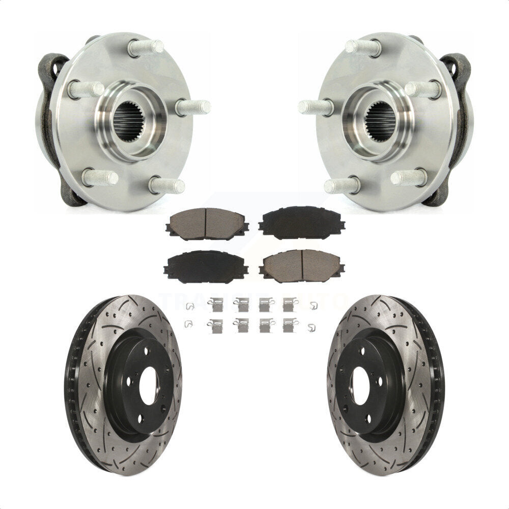 Hub Bearing Drill Slot Brake Rotor Pads Front Kit For Toyota RAV4 Scion tC Mirai