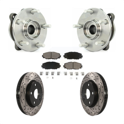 Hub Bearing Drilled Slot Brake Rotor Pads Front Kit For 2013-2018 Toyota RAV4 LE