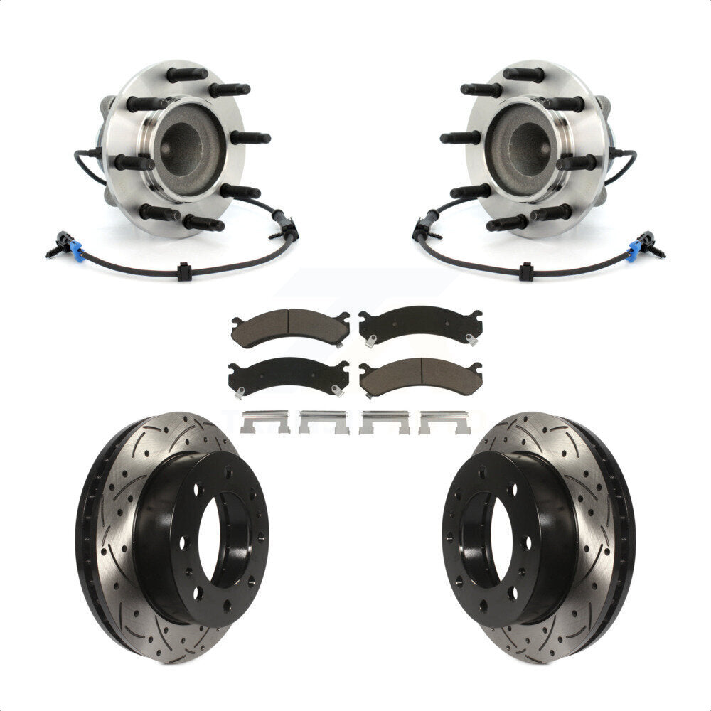 Hub Bearing Drill Slot Brake Rotor Pads Front Kit For Chevrolet GMC Express 2500