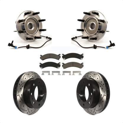 Hub Bearing Drilled Slot Brake Rotor Pad Front Kit For Chevrolet GMC Sierra 2500