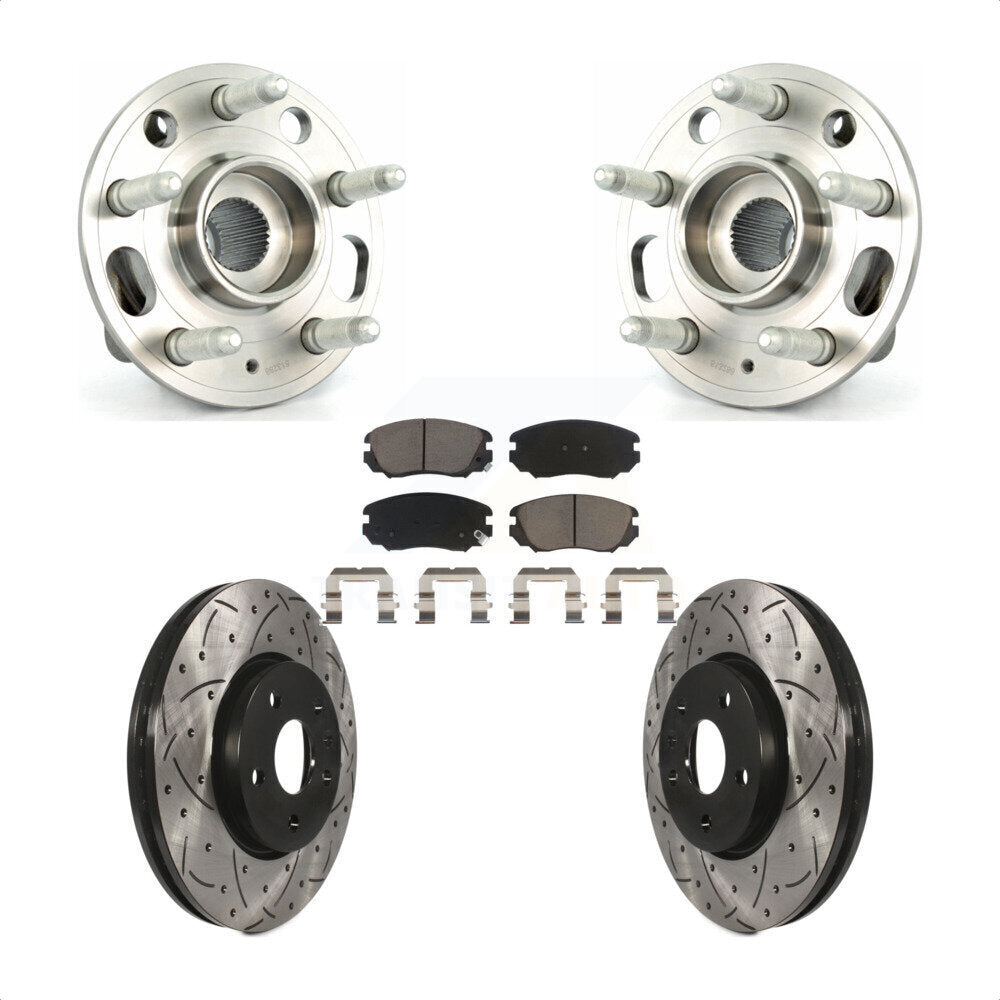 Hub Bearing Drill Slot Brake Rotor Pad Front Kit For Chevrolet Equinox GMC Buick