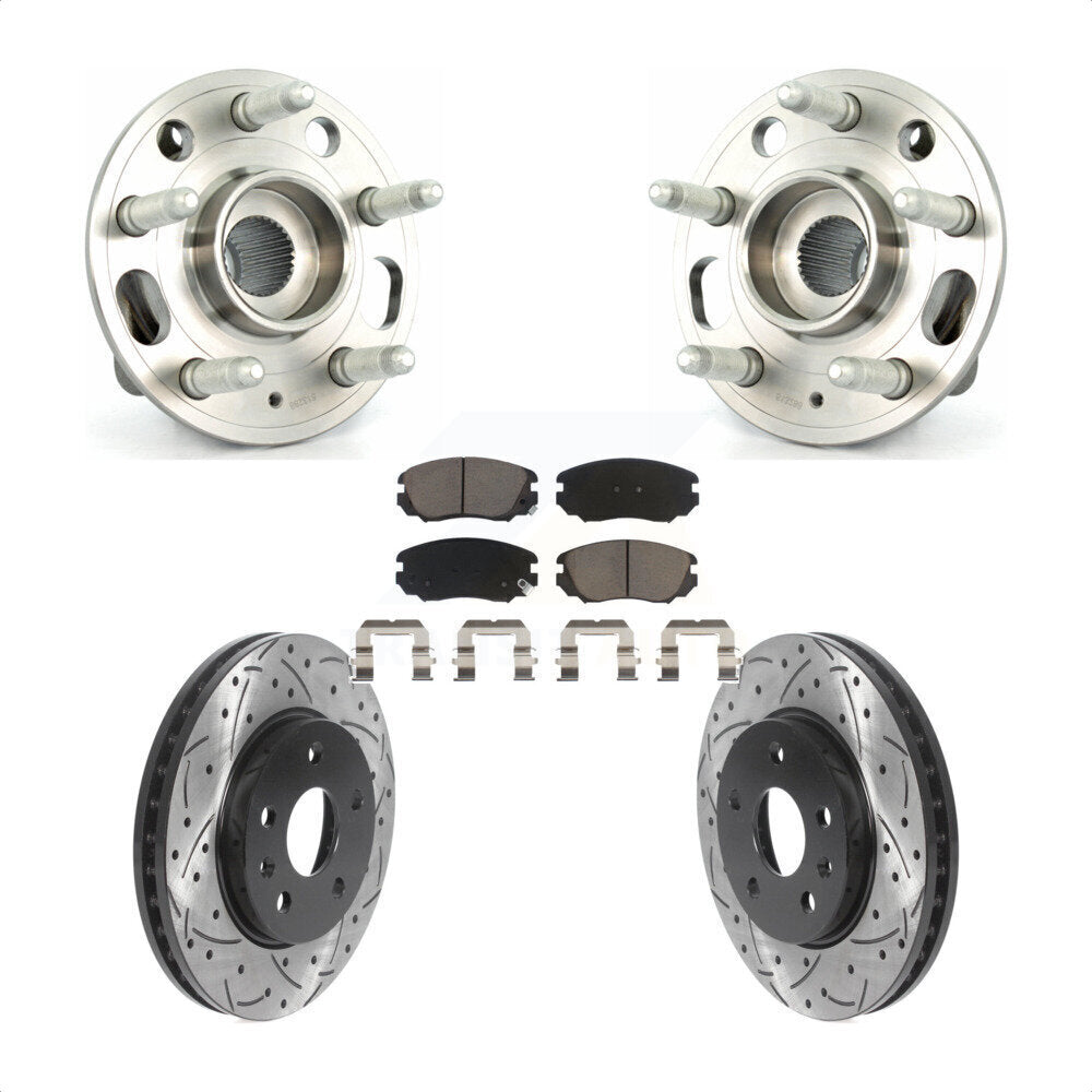 Hub Bearing Coat Drill Slot Brake Rotor Pad Front Kit For Chevrolet Malibu Buick