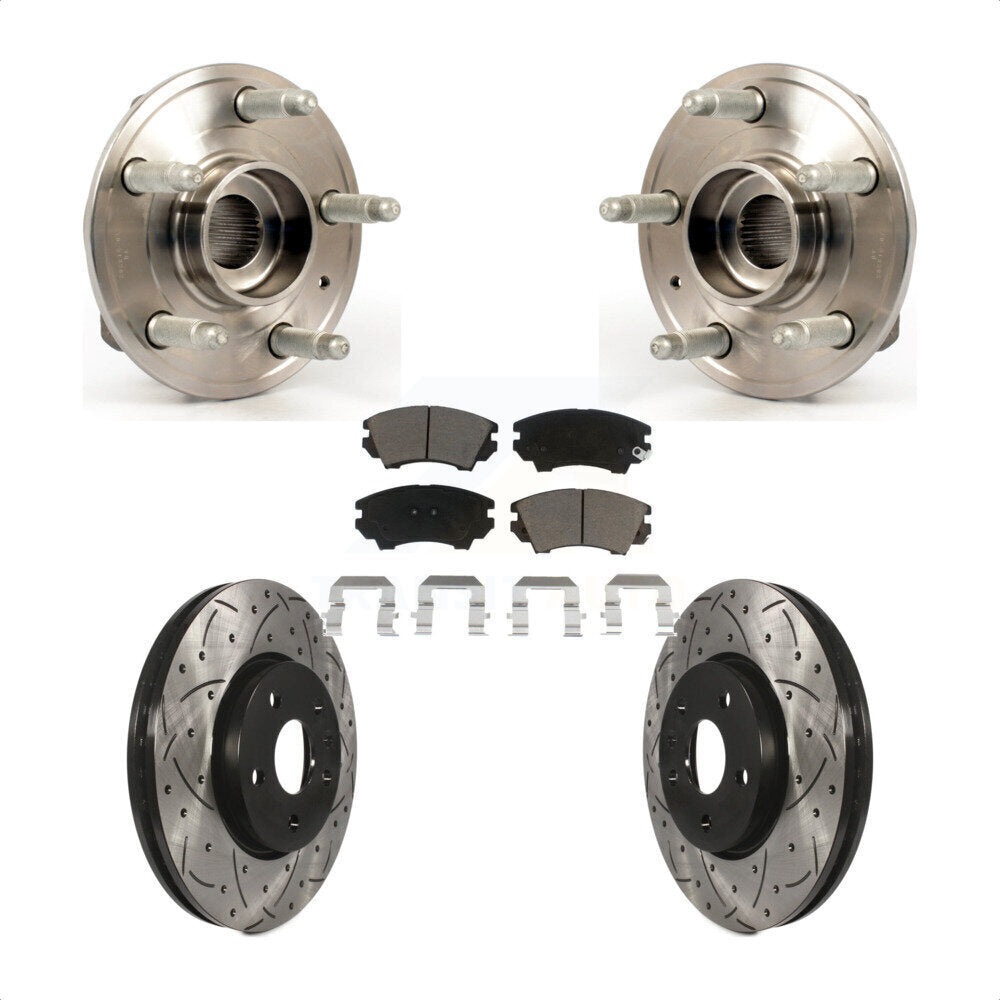 Hub Bearing Assembly Drilled Slot Brake Rotor Pad Front Kit For Chevrolet Camaro