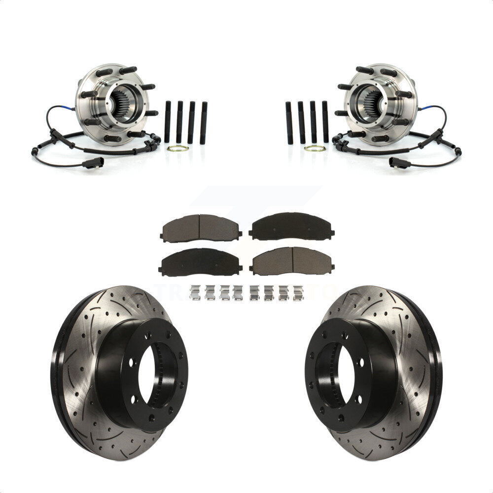 Hub Bearing Drill Slot Brake Rotor Pad Front Kit For Ford F-250 Super Duty F-350