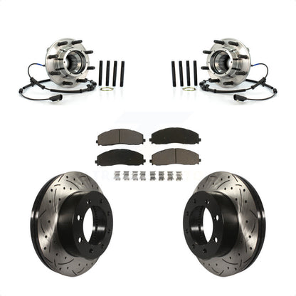 Hub Bearing Drill Slot Brake Rotor Pad Front Kit For Ford F-250 Super Duty F-350