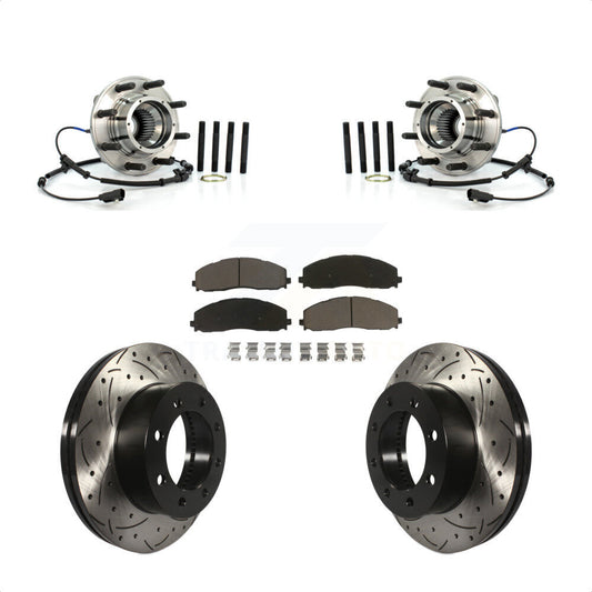Hub Bearing Drill Slot Brake Rotor Pad Front Kit For Ford F-250 Super Duty F-350