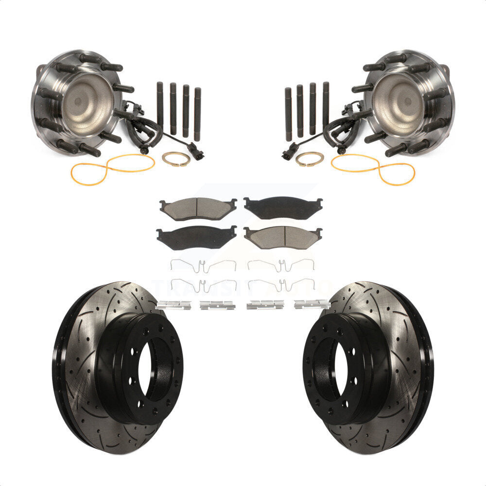 Hub Bearing Drill Slot Brake Rotor Pad Front Kit For Ford F-450 Super Duty F-550