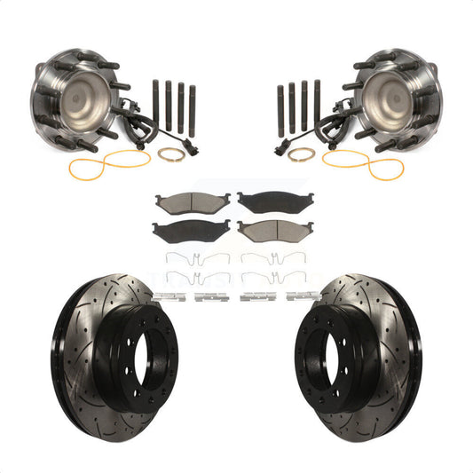 Hub Bearing Drill Slot Brake Rotor Pad Front Kit For Ford F-450 Super Duty F-550