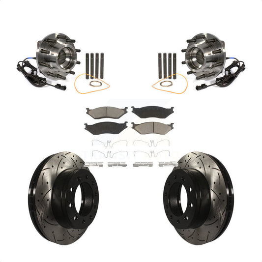 Hub Bearing Drill Slot Brake Rotor Pad Front Kit For Ford F-450 Super Duty F-550