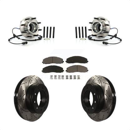 Hub Bearing Drilled Slot Brake Rotor Pad Front Kit For Ford F-250 Super Duty 4WD