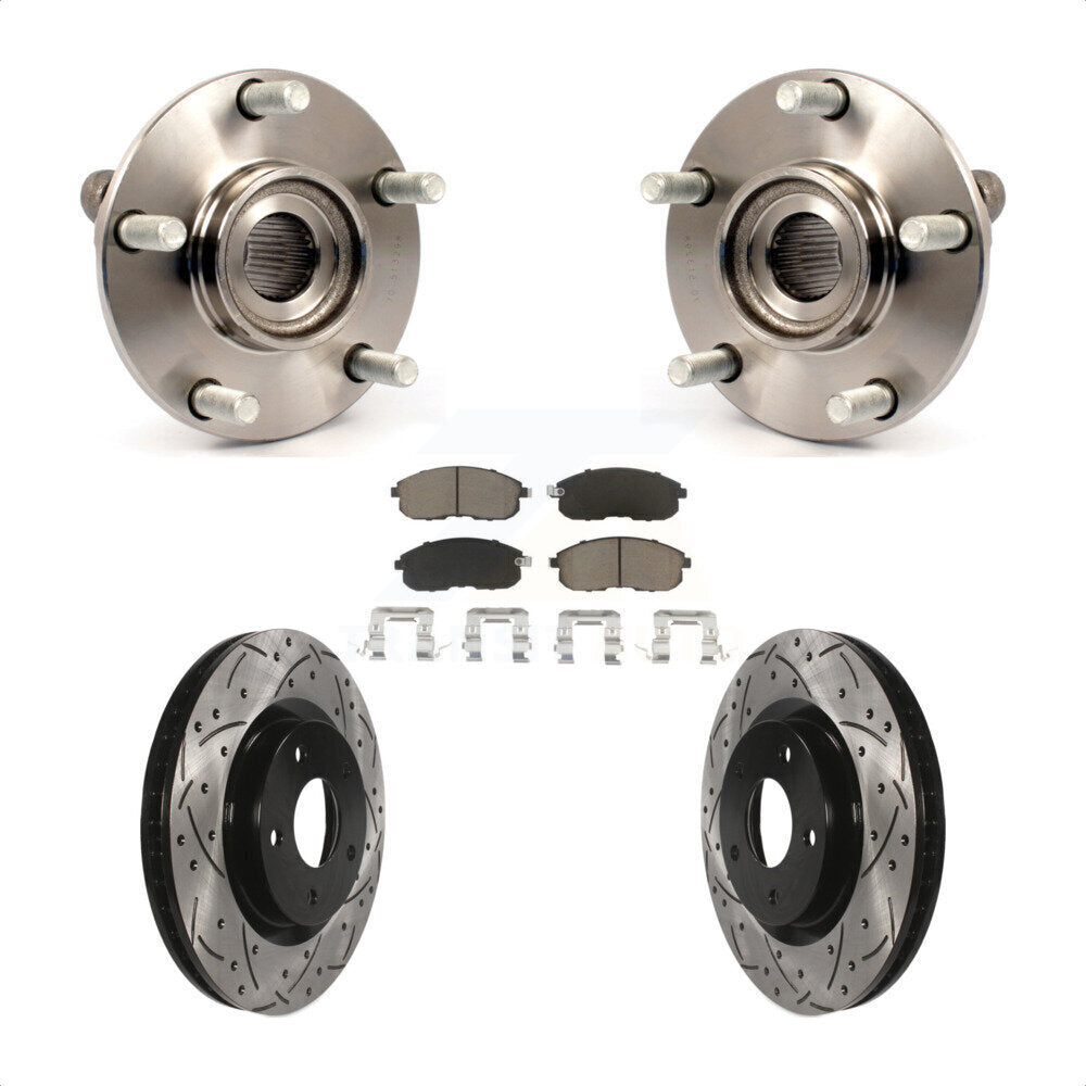 Hub Bearing Assembly Coat Drill Slot Brake Rotor Pad Front Kit For Nissan Sentra