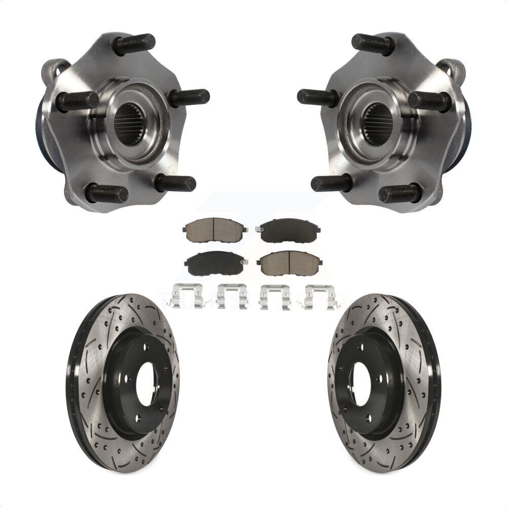 Hub Bearing Assembly Coat Drill Slot Brake Rotor Pad Front Kit For Nissan Sentra