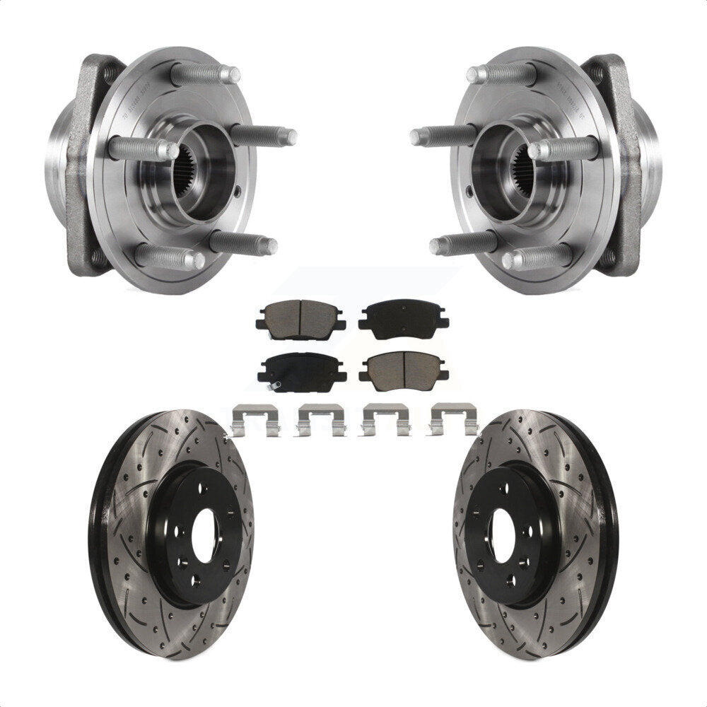 Hub Bearing Drilled Slot Brake Rotor Pad Front Kit For Chevrolet Cruze Volt Bolt