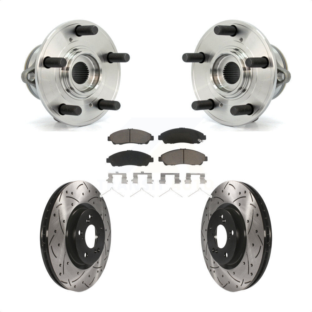 Hub Bearing Drilled Slot Brake Rotor Pad Front Kit For Honda Pilot Acura MDX ZDX