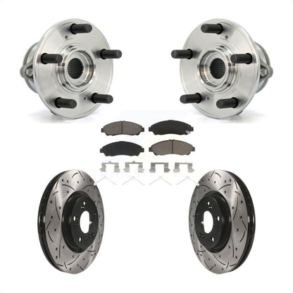 Hub Bearing Drilled Slot Brake Rotor Pad Front Kit For Honda Pilot Acura MDX ZDX