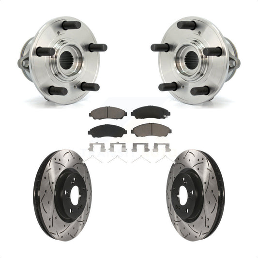 Hub Bearing Drilled Slot Brake Rotor Pad Front Kit For Honda Pilot Acura MDX ZDX