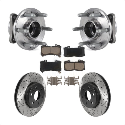 Hub Bearing Drill Slot Brake Rotor Pads Front Kit For Chevrolet Colorado GMC 4WD