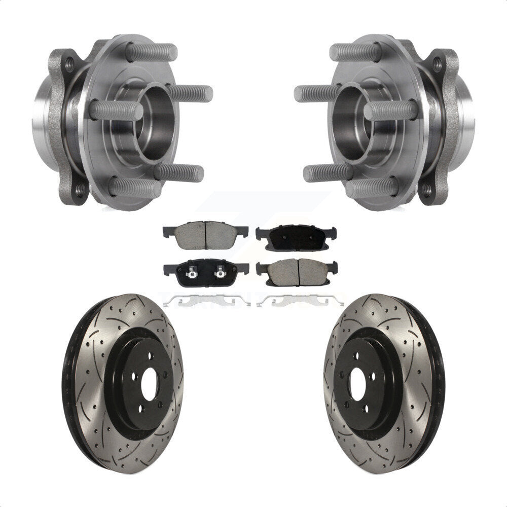 Hub Bearing Drilled Slot Brake Rotor & Pad Front Kit For Ford Fusion Lincoln MKZ