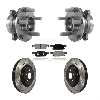 Hub Bearing Drilled Slot Brake Rotor & Pad Front Kit For Ford Fusion Lincoln MKZ