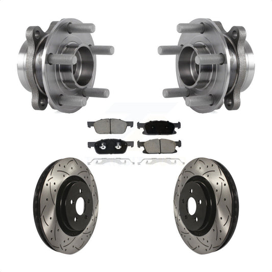 Hub Bearing Drilled Slot Brake Rotor & Pad Front Kit For Ford Fusion Lincoln MKZ