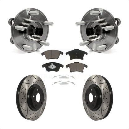 Hub Bearing Drilled Slot Brake Rotor & Pad Front Kit For Ford Fusion Lincoln MKZ