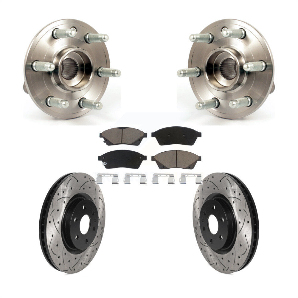 Hub Bearing Coat Drill Slot Brake Rotor Pad Front Kit For Cadillac SRX Saab 9-4X