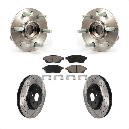 Hub Bearing Coat Drill Slot Brake Rotor Pad Front Kit For Cadillac SRX Saab 9-4X
