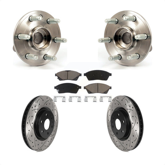 Hub Bearing Coat Drill Slot Brake Rotor Pad Front Kit For Cadillac SRX Saab 9-4X