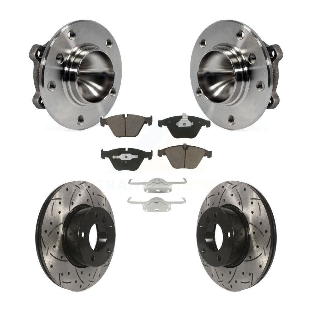 Hub Bearing Assembly Drilled Slot Brake Rotor Pad Front Kit For BMW 323i 328i X1