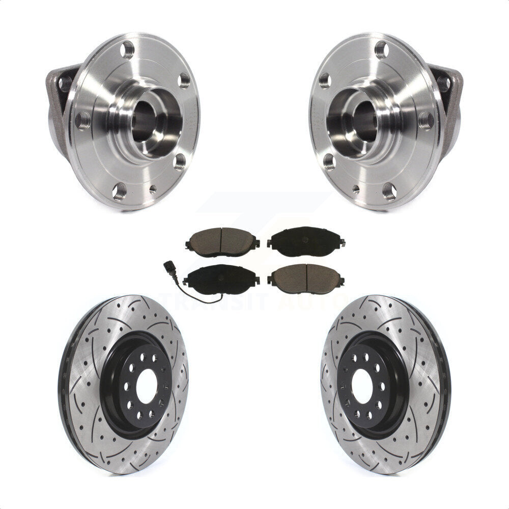 Hub Bearing Drill Slot Brake Rotor Pads Front Kit For Volkswagen Tiguan Jetta Q3