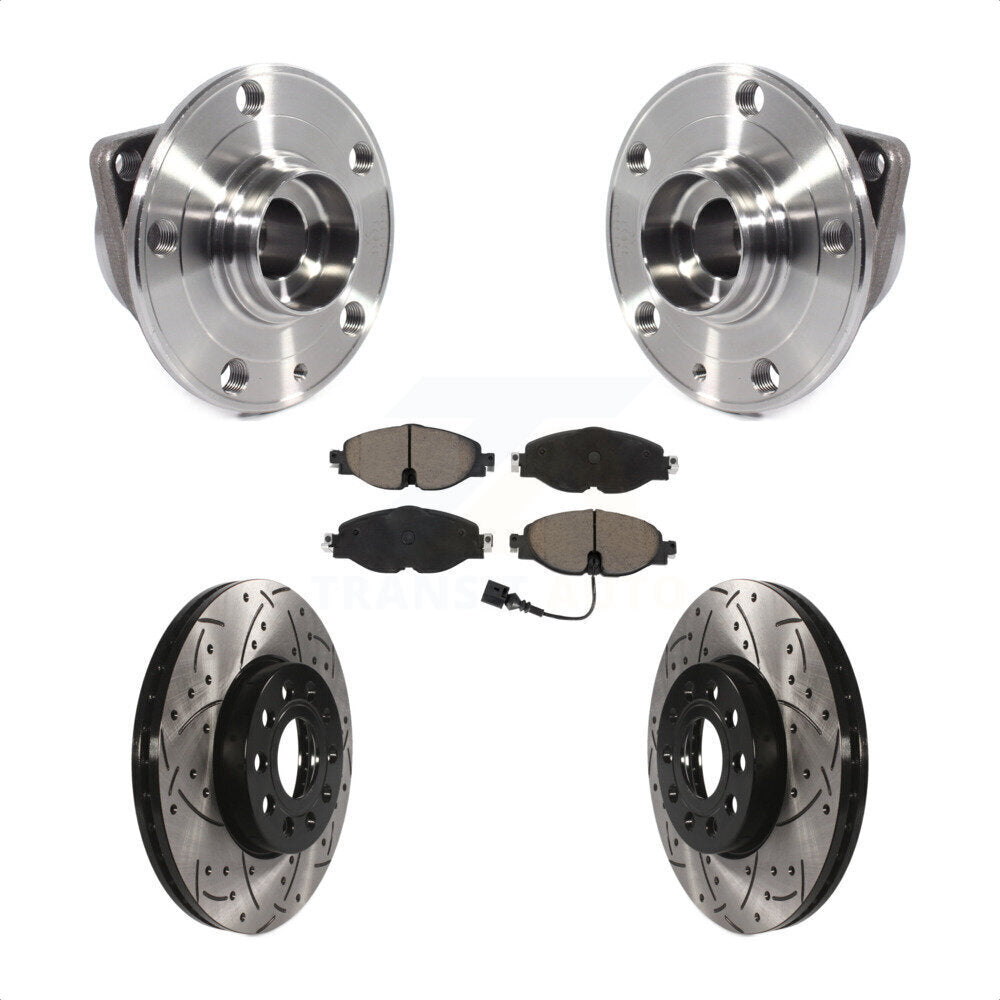 Hub Bearing Drill Slot Brake Rotor Pads Front Kit For Volkswagen Jetta Taos Golf