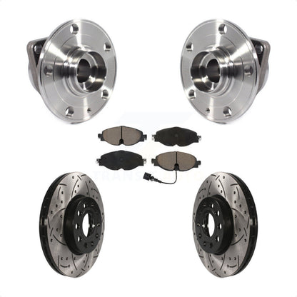 Hub Bearing Drill Slot Brake Rotor Pads Front Kit For Volkswagen Jetta Taos Golf