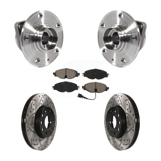 Hub Bearing Drill Slot Brake Rotor Pads Front Kit For Volkswagen Jetta Taos Golf