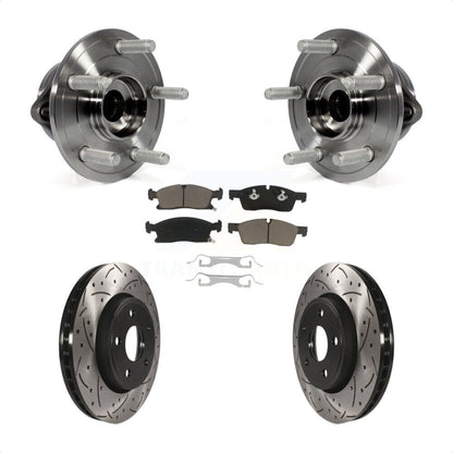 Hub Bearing Drilled Slot Brake Rotor Pad Front Kit For Jeep Grand Cherokee Dodge
