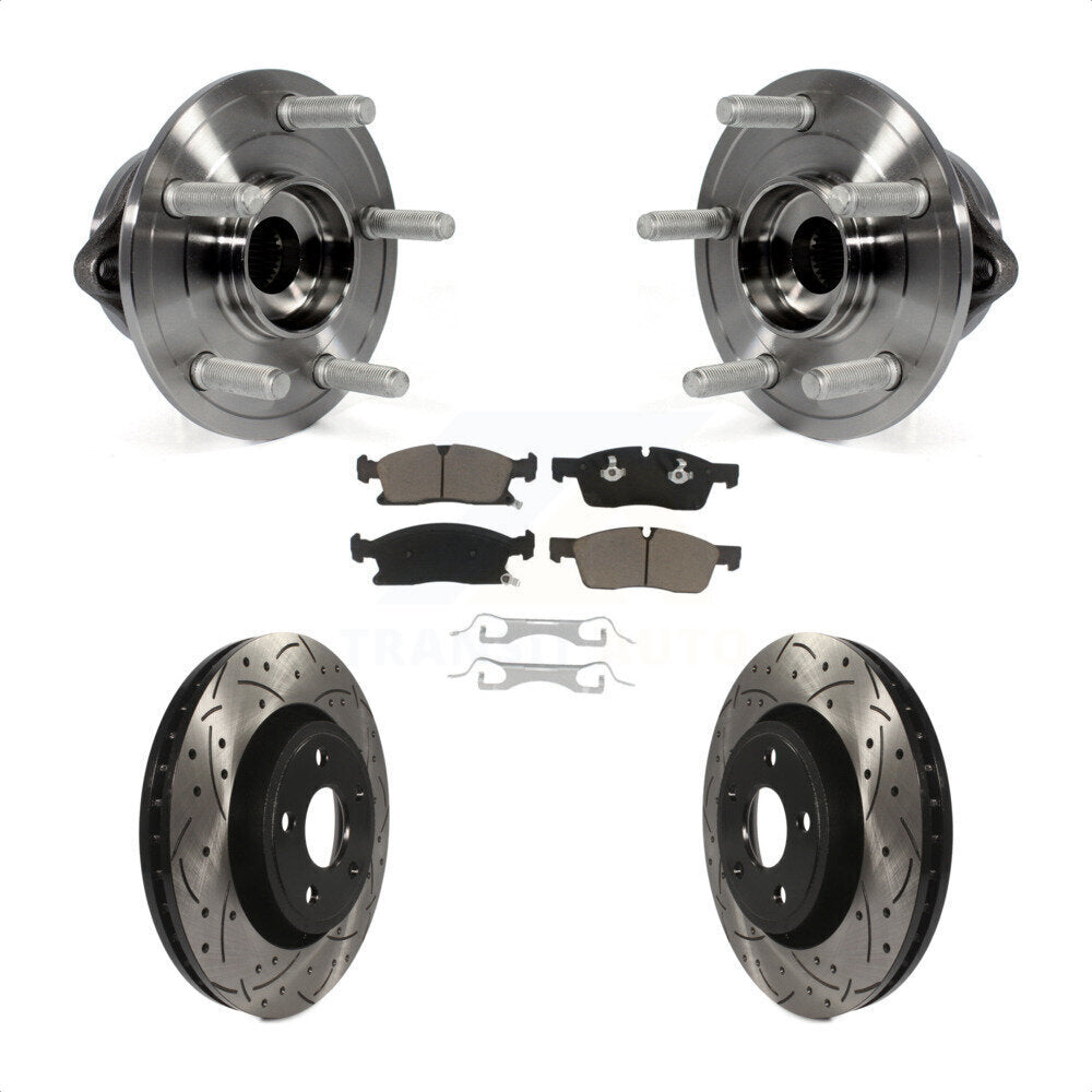 Hub Bearing Drilled Slot Brake Rotor Pad Front Kit For Jeep Grand Cherokee Dodge