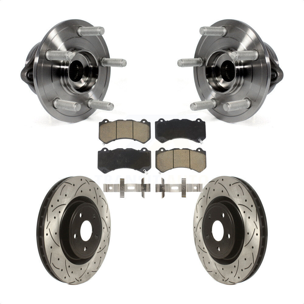 Hub Bearing Drilled Slot Brake Rotor Pad Front Kit For Jeep Grand Cherokee Dodge