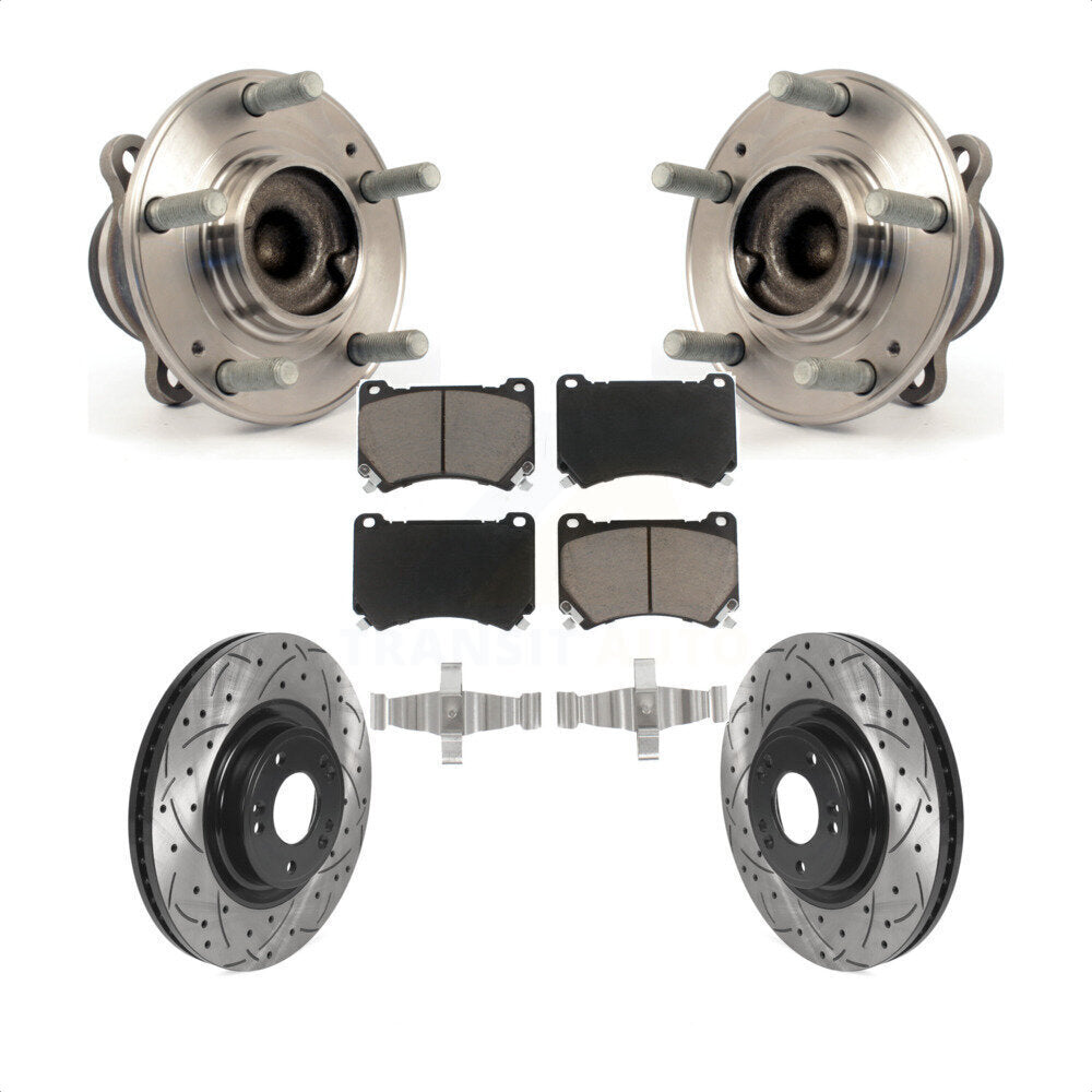 Hub Bearing Assembly Drilled Slot Brake Rotor Pads Front Kit For Hyundai Genesis