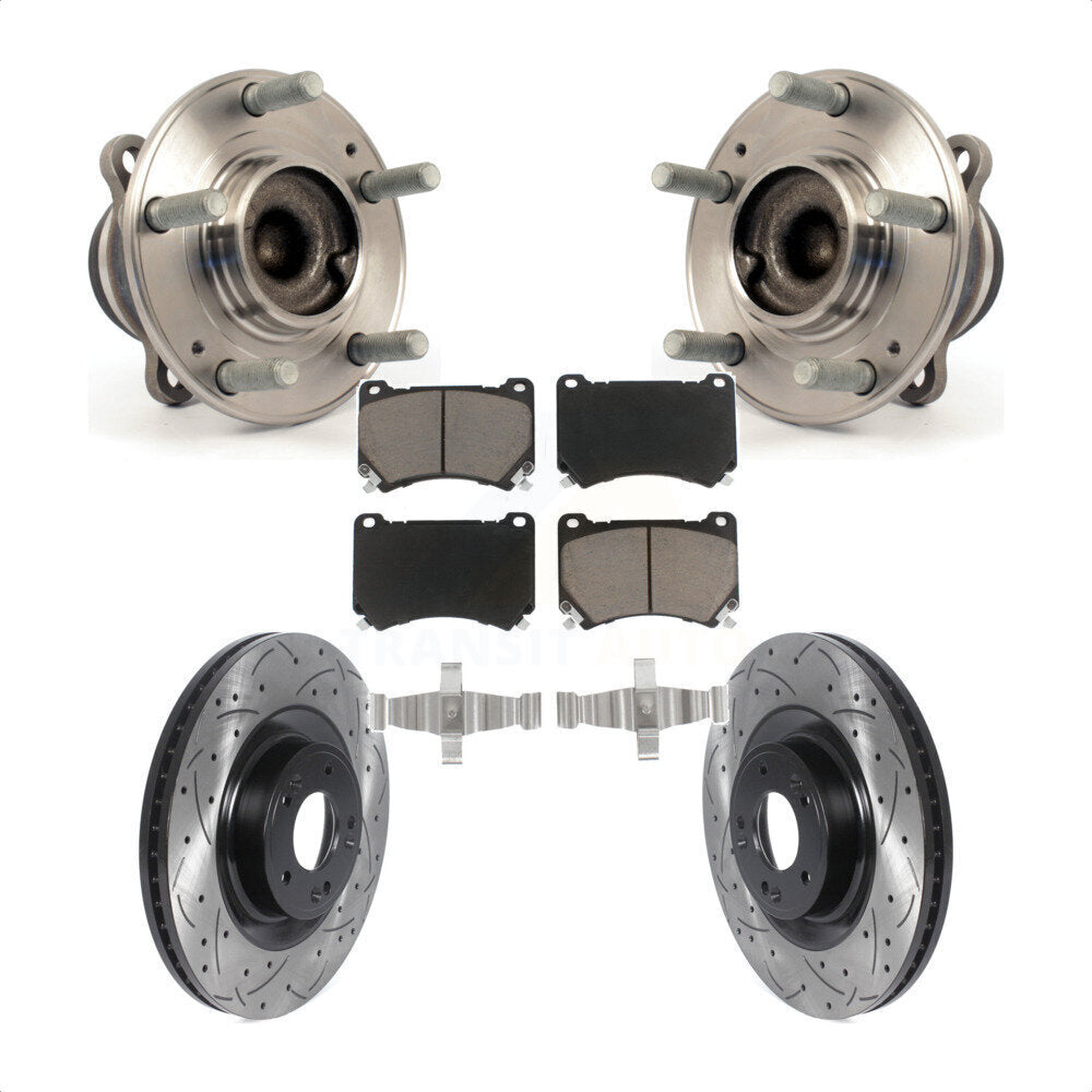 Hub Bearing Coat Drill Slot Brake Rotor Pads Front Kit For Hyundai Genesis Equus