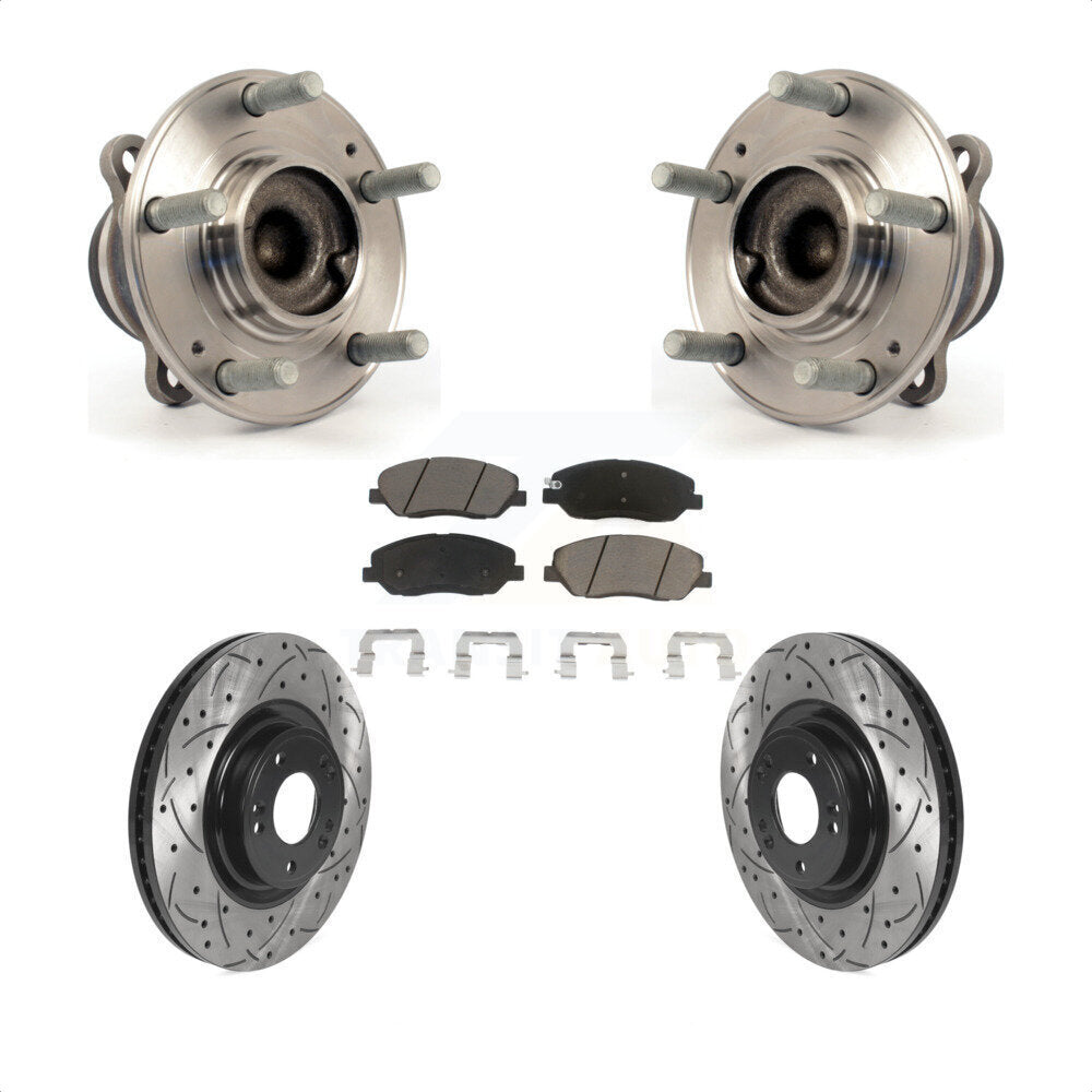 Hub Bearing Drilled Slot Brake Rotor Pad Front Kit For 2012 Hyundai Genesis 3.8L