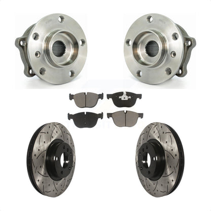 Hub Bearing Drill Slot Brake Rotor Pads Front Kit For BMW X5 X6 M12 X 1.5 Thread