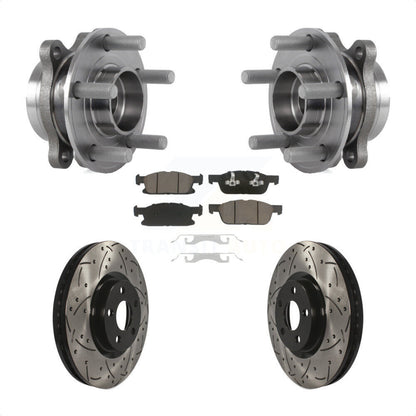 Hub Bearing Assembly Coated Drilled Slot Brake Rotor Pad Front Kit For Ford Edge